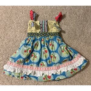 Matilda Jane Love Bug Knot Top Its a Wonderful Parade Strawberry Shirt Size 6